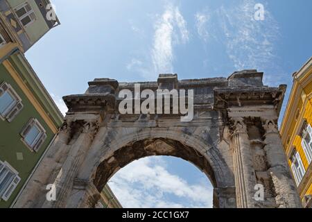 Arch of Sergii, Pula, Istria, Croatia Stock Photo