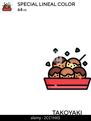 Takoyaki Special lineal color vector icon. Takoyaki icons for your business project Stock Vector