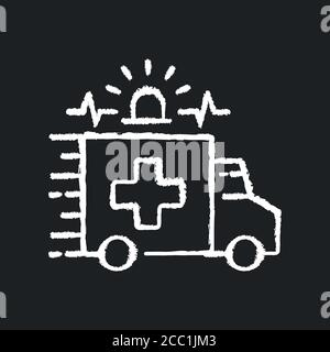Emergency chalk white icon on black background Stock Vector