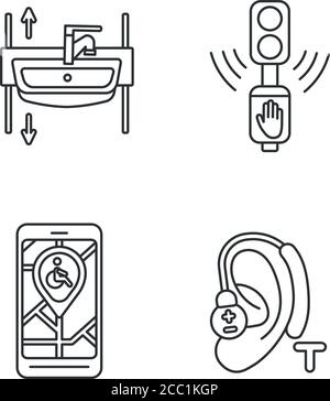 Accessibility devices linear icons set Stock Vector