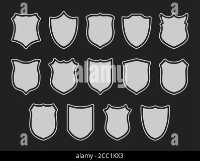 Set of shields isolated on dark grey Stock Vector