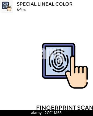 Fingerprint scan Special lineal color icon. Illustration symbol design ...