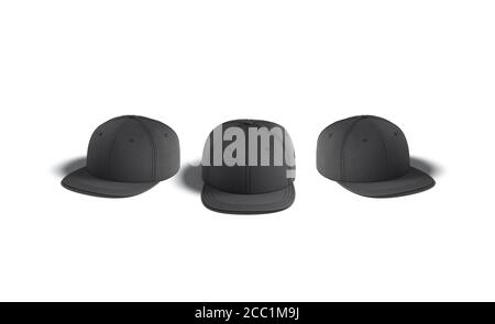 Blank black jeans snapback mock up, front and side view Stock Photo