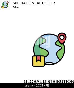 Global distribution Special lineal color vector icon. Global ...