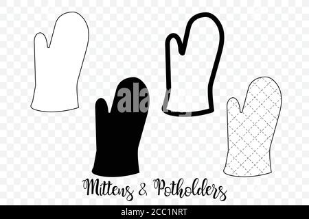 Kitchenware Oven Mitts Flat Icon A White Background Stock Vector