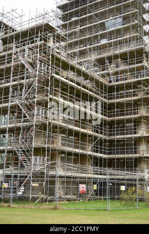 Scaffolding on Salisbury Cathedral Stock Photo