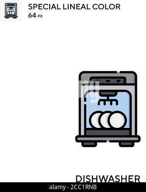 Dishwasher Special lineal color vector icon. Dishwasher icons for your business project Stock Vector