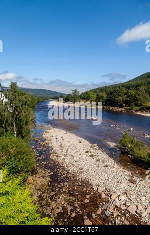 A view of the river dee from Royal Bridge Ballater, Royal Deeside, Aberdeenshire, Scotland Stock Photo