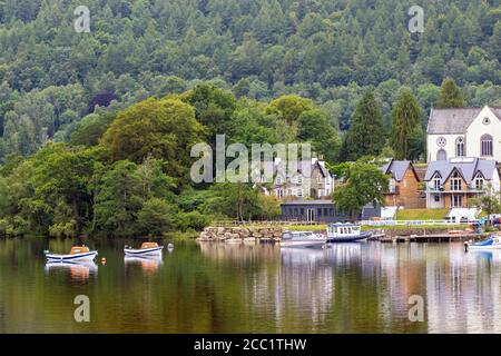 Kenmore reflecting in Loch Tay, Perthshire, Scotland Stock Photo