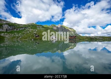 Wonderful reflections on the Zürser See Stock Photo
