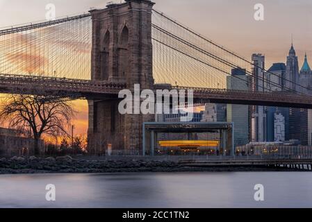 Orange New York City Sunset Stock Photo