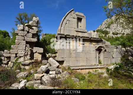 Turkey, View of antique ruin of gymnasion at archaeological site of Termessos Stock Photo
