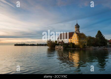 Germany, Bavaria, View of St George church on Lake Constance Stock Photo