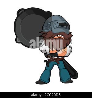 Pubg Helmet Level 3. Vector Illustration Isolated on White Background.  Stock Vector - Illustration of cartoon, iron: 160281674