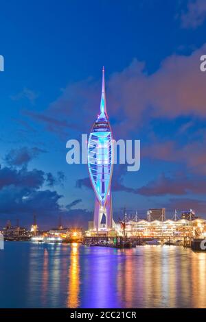 England, Hampshire, Portsmouth, View of Spinnaker Tower at Gunwharf Quays Stock Photo