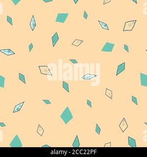 Doodle Kite shape with teal on gray background Seamless pattern Vector hand drawn doodle style illustration surface design Stock Vector