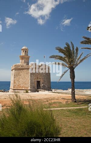 Spain, Menorca, Ciutadella, View of Castell de Sant Nicolau Stock Photo