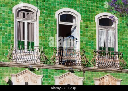 Portugal, Lagos, Ceramic tilework houses Stock Photo