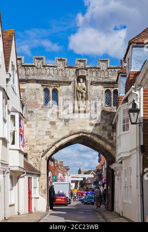 England, Wiltshire, View of North Gate to Cathedral Close at Salisbury Stock Photo