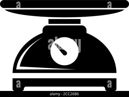 Kitchen Scale, Weight Measurement Tool. Flat Vector Icon illustration. Simple black symbol on white background. Kitchen Scale, Weight Measurement sign Stock Vector