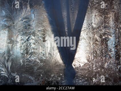 Austria, Window with ice crystal Stock Photo
