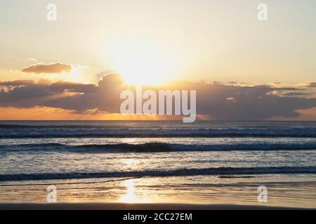 New Zealand, View of Ninety Mile Beach at sunset Stock Photo