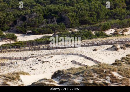 Spain, Balearic Islands, Majorca, View of dunes at cala mesquida near capdepera Stock Photo