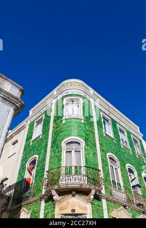 Portugal, Lagos, Ceramic tilework houses Stock Photo