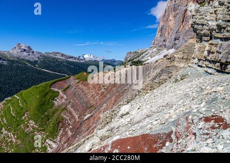 Italy Veneto Dolomiti - The Averau and the Marmolada seen from the Astaldi aided pathAstaldi Stock Photo