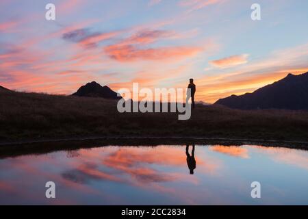 Views of the Mont Blanc masiv during sunrise. Popular tourist attraction. Picturesque and gorgeous scene. Location place Nature Reserve Aiguilles Roug Stock Photo