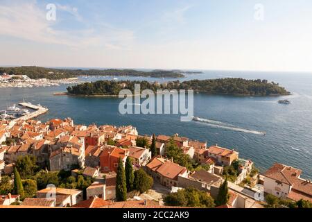 Croatia, View from Sv Eufemija Church on old town of Rovinj Stock Photo