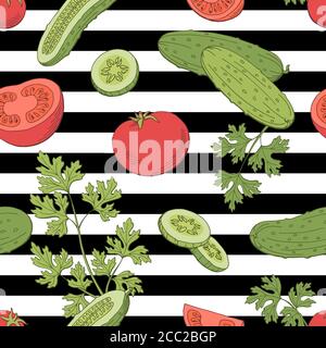 Vegetable graphic color sketch seamless pattern background illustration vector Stock Vector