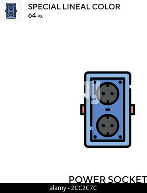 Power socket Special lineal color vector icon. Power socket icons for ...