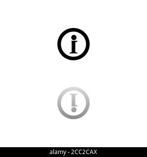 Info. Black symbol on white background. Simple illustration. Flat Vector Icon. Mirror Reflection Shadow. Can be used in logo, web, mobile and UI UX pr Stock Vector