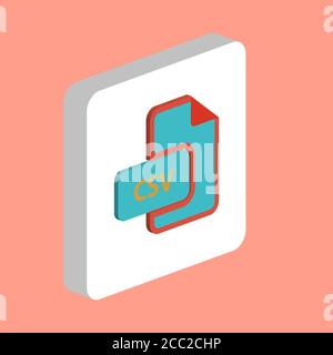 CSV document Simple vector icon. Illustration symbol design template for web mobile UI element. Perfect color isometric pictogram on 3d white square. Stock Vector