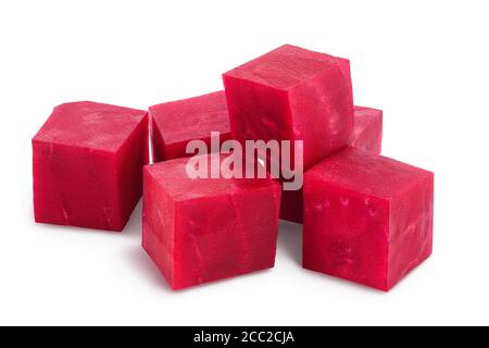 beetroot diced isolated on white background with clipping path and full depth of field Stock Photo