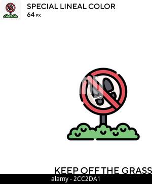 Keep off the grass Special lineal color vector icon. Keep off the grass icons for your business project Stock Vector
