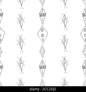 Diamond shape Doodle Pattern Filled Seamless pattern Vector hand drawn illustration surface design Stock Vector