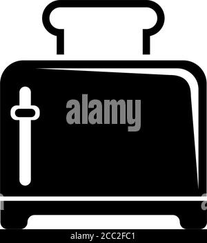 Toaster, Kitchen Electric Device for Toasts. Flat Vector Icon illustration. Simple black symbol on white background. Toaster Kitchen Electric Device s Stock Vector