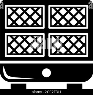 Waffle Iron Machine, Kitchen Waffle Maker. Flat Vector Icon illustration. Simple black symbol on white background. Waffle Iron, Kitchen Waffle Maker s Stock Vector