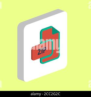 ZIP document Simple vector icon. Illustration symbol design template for web mobile UI element. Perfect color isometric pictogram on 3d white square. Stock Vector