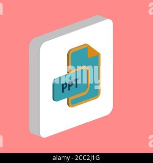 PPT document Simple vector icon. Illustration symbol design template for web mobile UI element. Perfect color isometric pictogram on 3d white square. Stock Vector
