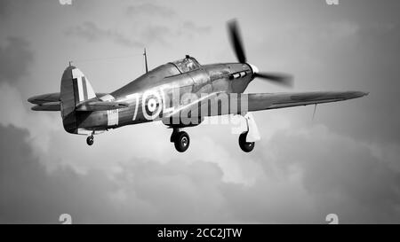 1941 Hawker Sea Hurricane “Z7015” taking off from Old Warden Aerodrome on the 2nd August 2020 Stock Photo