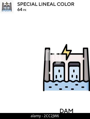 Hydro power Special lineal color icon. Illustration symbol design ...
