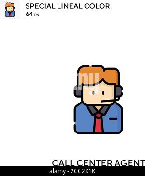 Call center agent Special lineal color vector icon. Call center agent ...