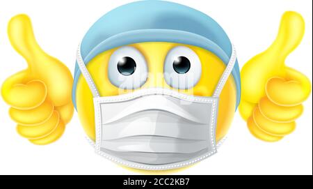 Mask Emoticon Emoji Thumbs Up PPE Doctor Nurse Stock Vector