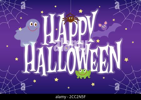 Happy Halloween lettering card. Cute vector illustration Stock Vector