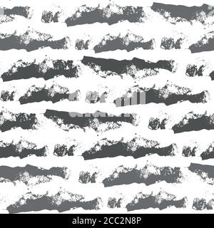Broken up grunge stripes seamless vector pattern background. Coarse painterly brush stroke horizontal striped black and white backdrop. Linear Stock Vector