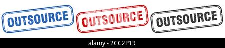 outsource square isolated sign set. outsource stamp Stock Vector