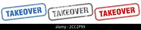 takeover square isolated sign set. takeover stamp Stock Vector